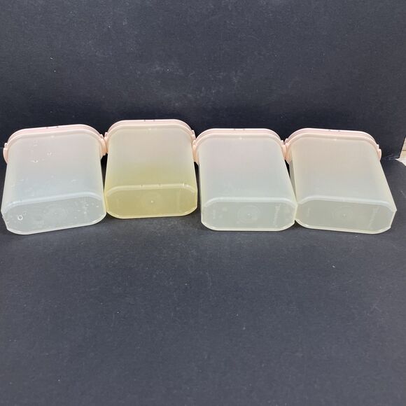 Tupperware Modular Mates Pink Spice Shakers 4 Large #1846 w/Lids 8 Ounce - Picture 6 of 8